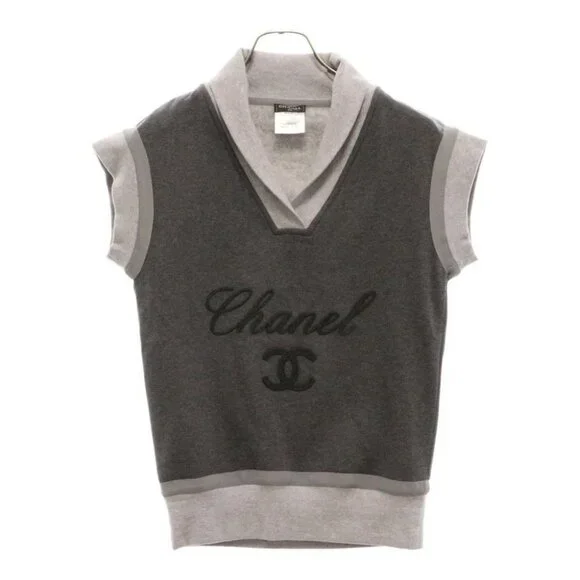 CHANEL | Tops | Authentic Chanel Vest Top Shirt Cotton Logo
